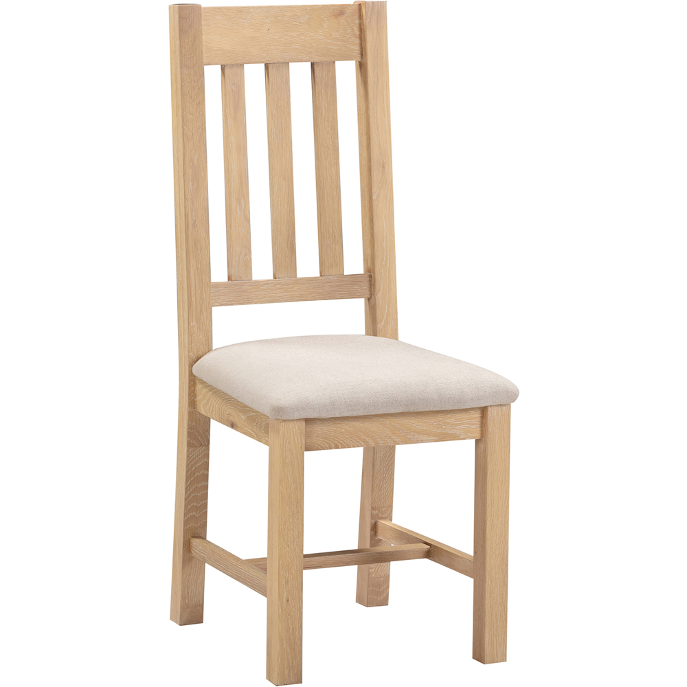 Seconique Windsor Sey of 2 Natural Oak and Oat Fabric Slatted Dining Chair Image 2