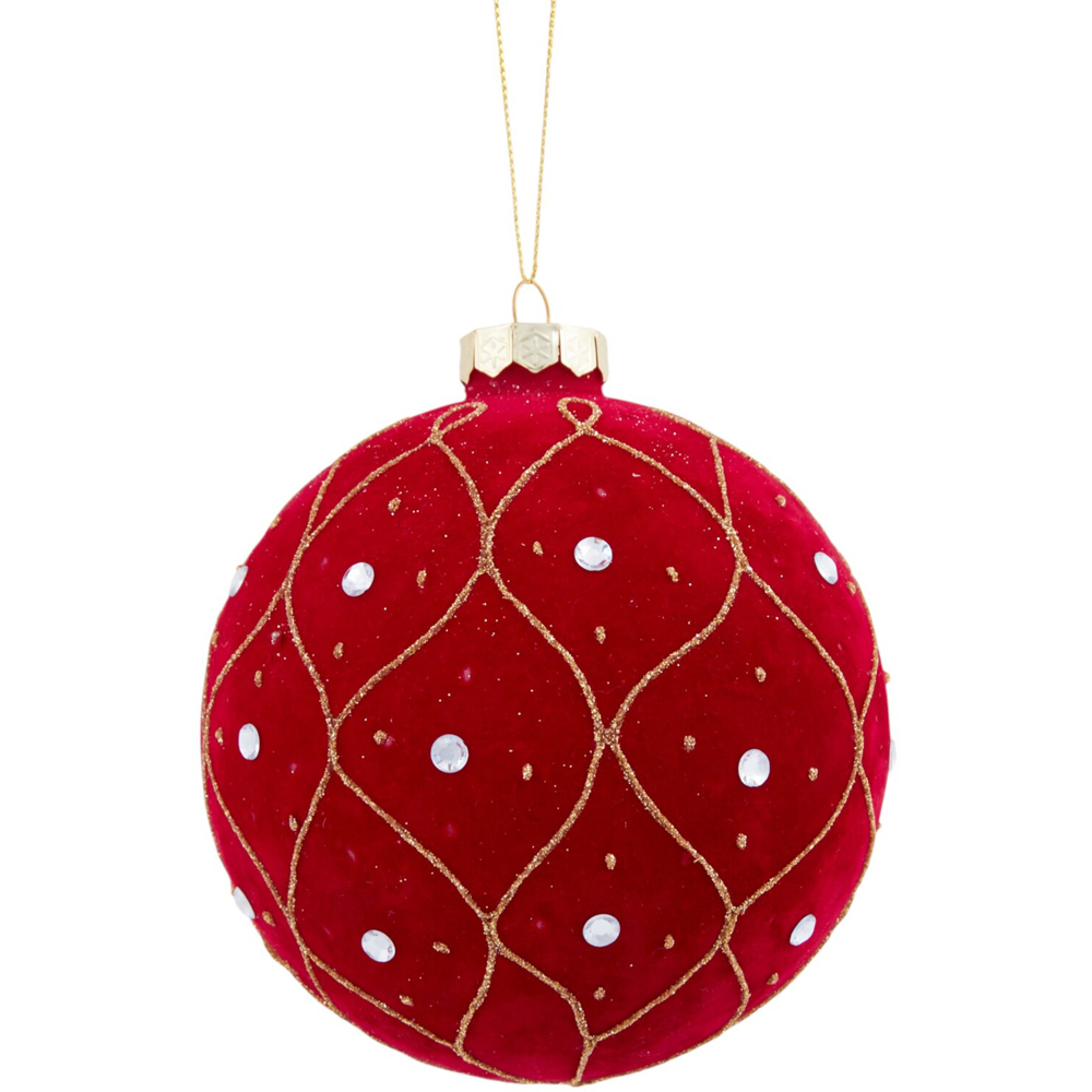 Flocked Traditional Glass Bauble Image 3