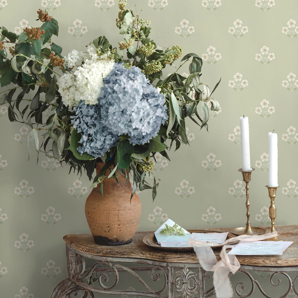 Holden Decor Daisy Motif Sage Wallpaper Image 3