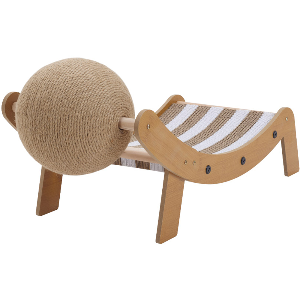 H&O Direct Cat Scratching Lounger Bed with Sisal Ball Image 3