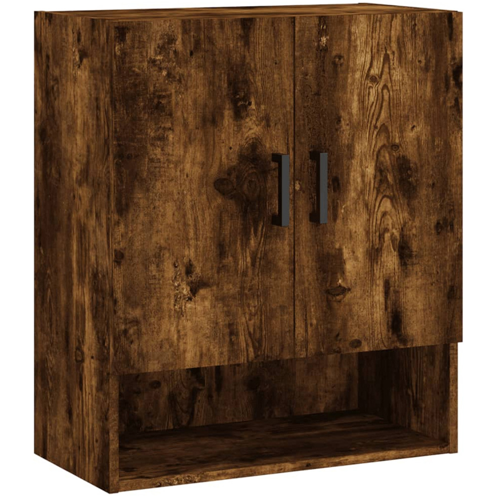 vidaXL 2 Door Single Shelf Smoked Oak Wall Cabinet Image 2