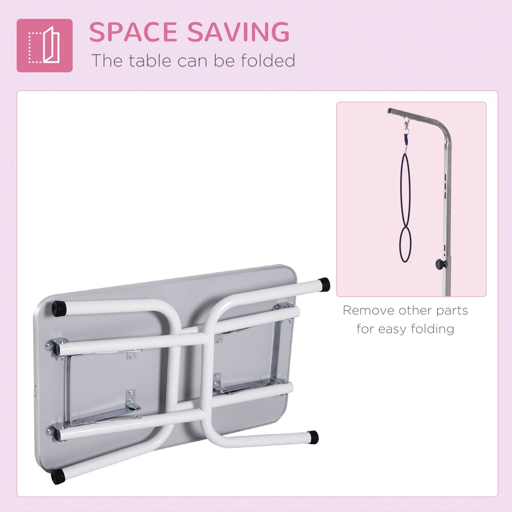 PawHut Pink Foldable Dog Grooming Pet Table Image 5