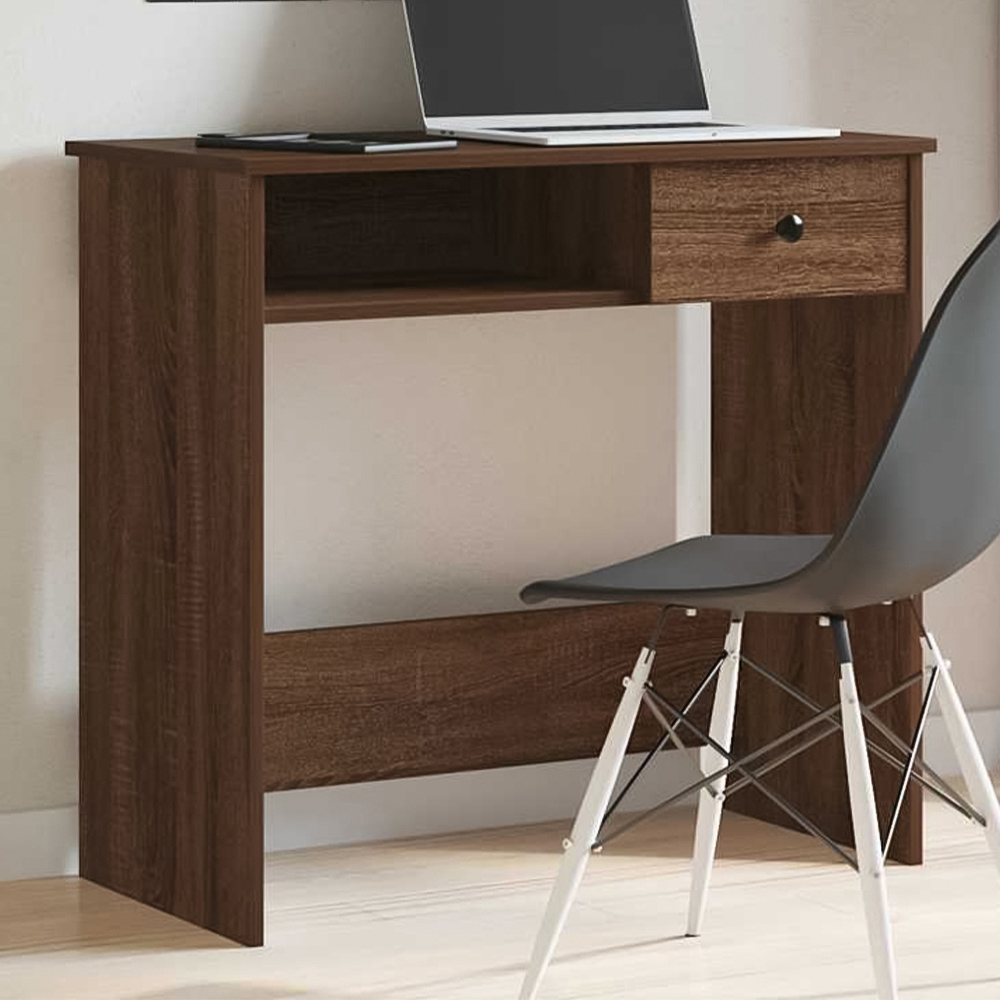 vidaXL Single Drawer Single Shelf Computer Desk Brown Image 1