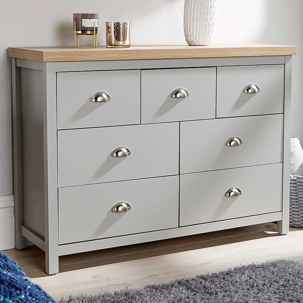 Home Source Avon 7 Drawer Grey Chest of Drawers Image 1