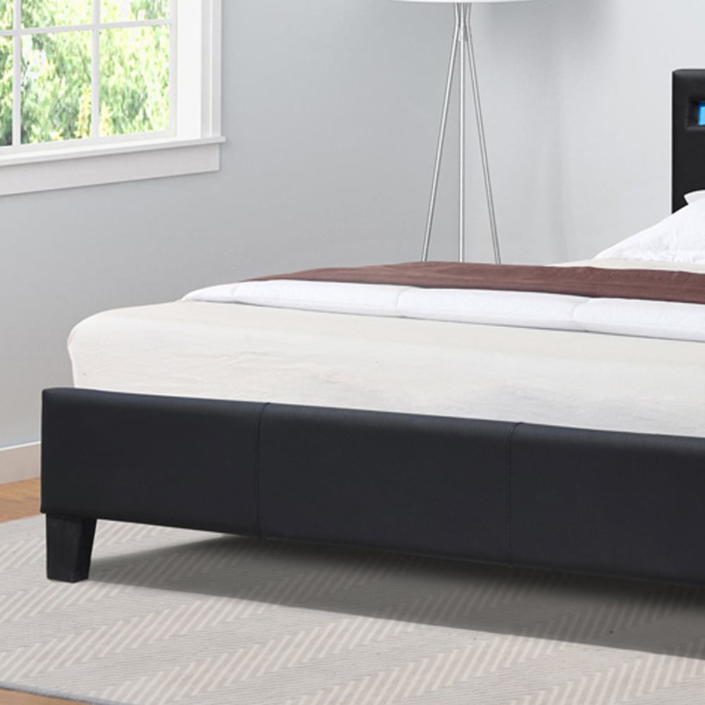 Comfy Living Small Double Black Faux Leather Bed Frame with LED Strip Image 3