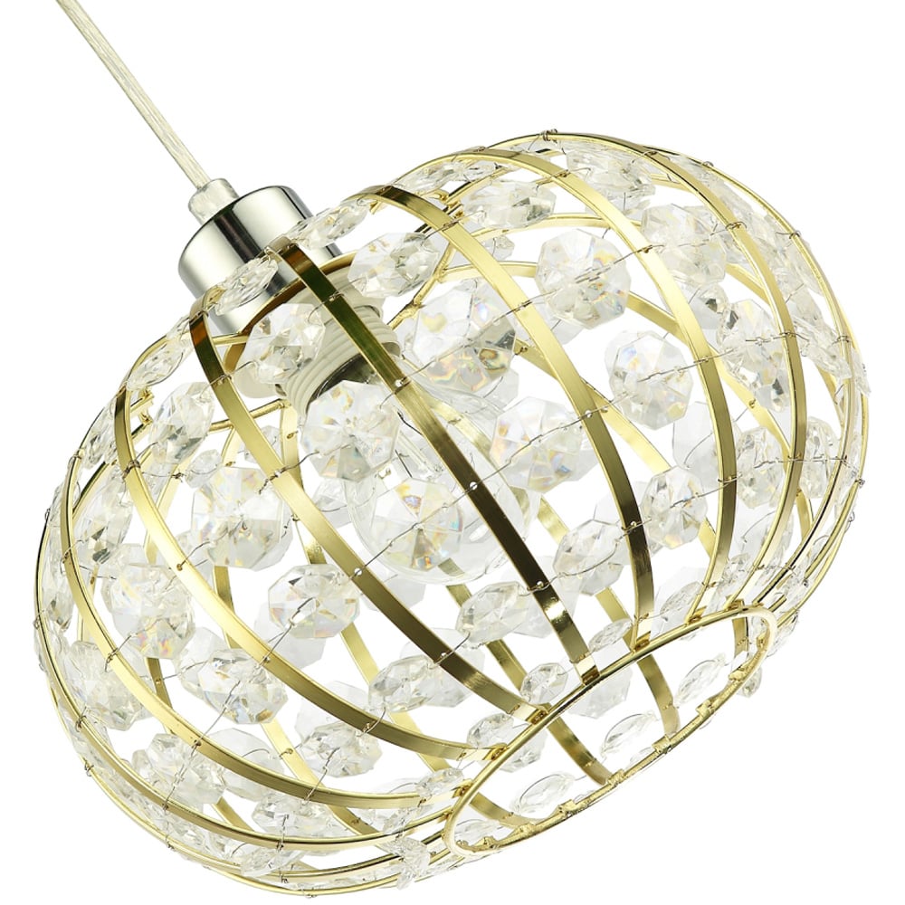 Happy Homewares Gold Plated Cage Pendant Shade with Acrylic Bead Image 5