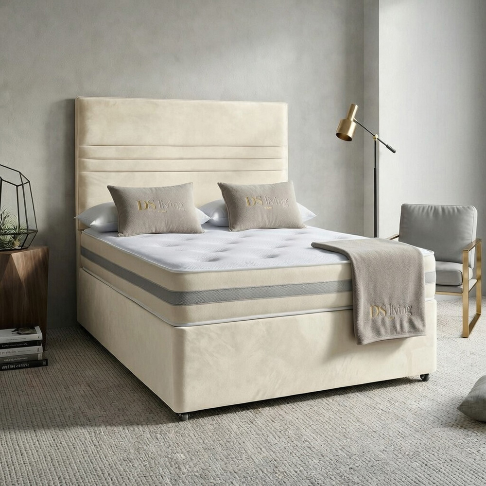 DS Living Harrington Double Cream Plush Divan Bed Image 5