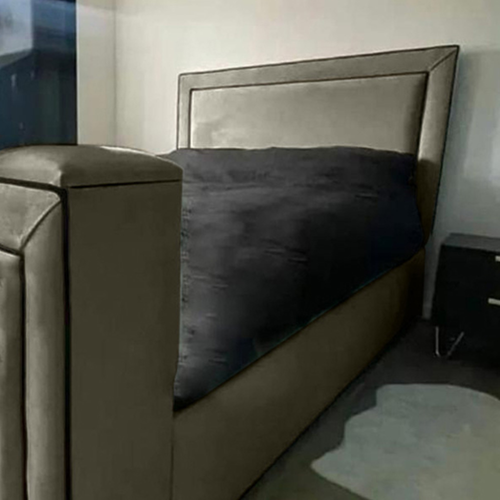 Eleganza Home Bisham King Size Grey Plush Velvet TV Bed Frame Image 2