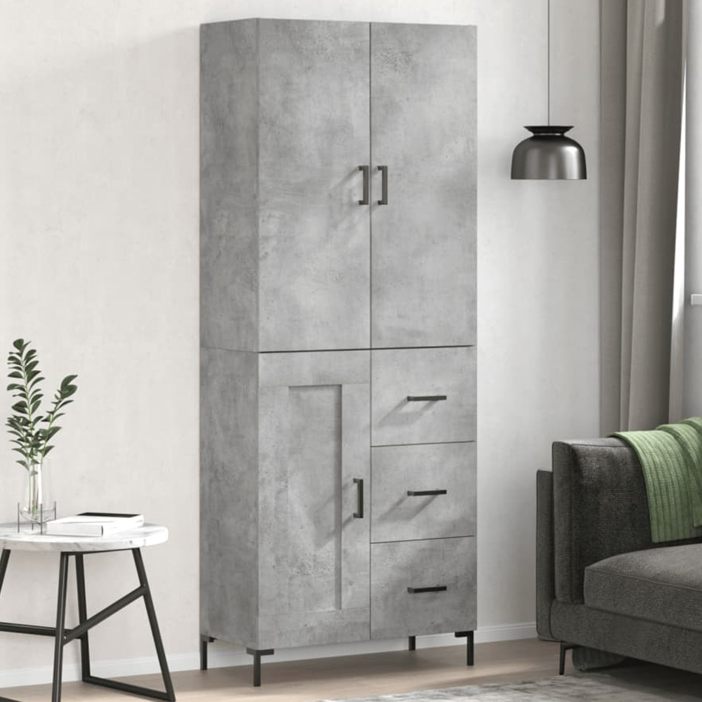 vidaXL 3 Door 3 Drawer Concrete Grey Highboard Image 1