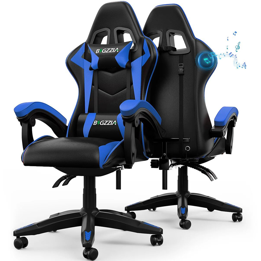Rattrix Blue Ergonomic High Back Gaming Chair with Bluetooth 5.3 Stereo Speakers Image 2