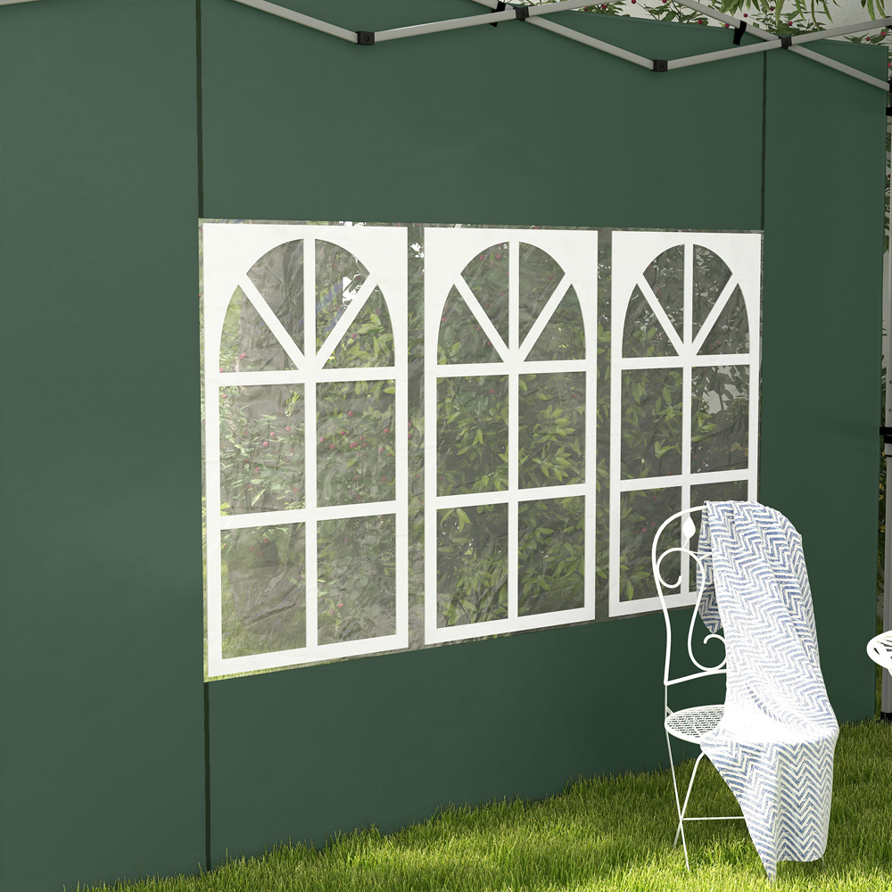 Outsunny Green Gazebo Side Panels with Window 2 Pack Image 3