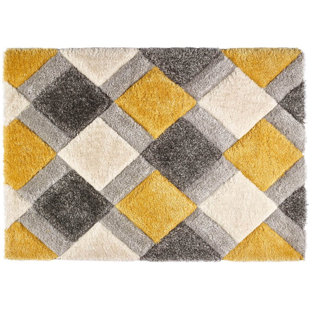 Origins Ochre 3D Geo Shaggy Carved Rug 160 x 230cm Image 1