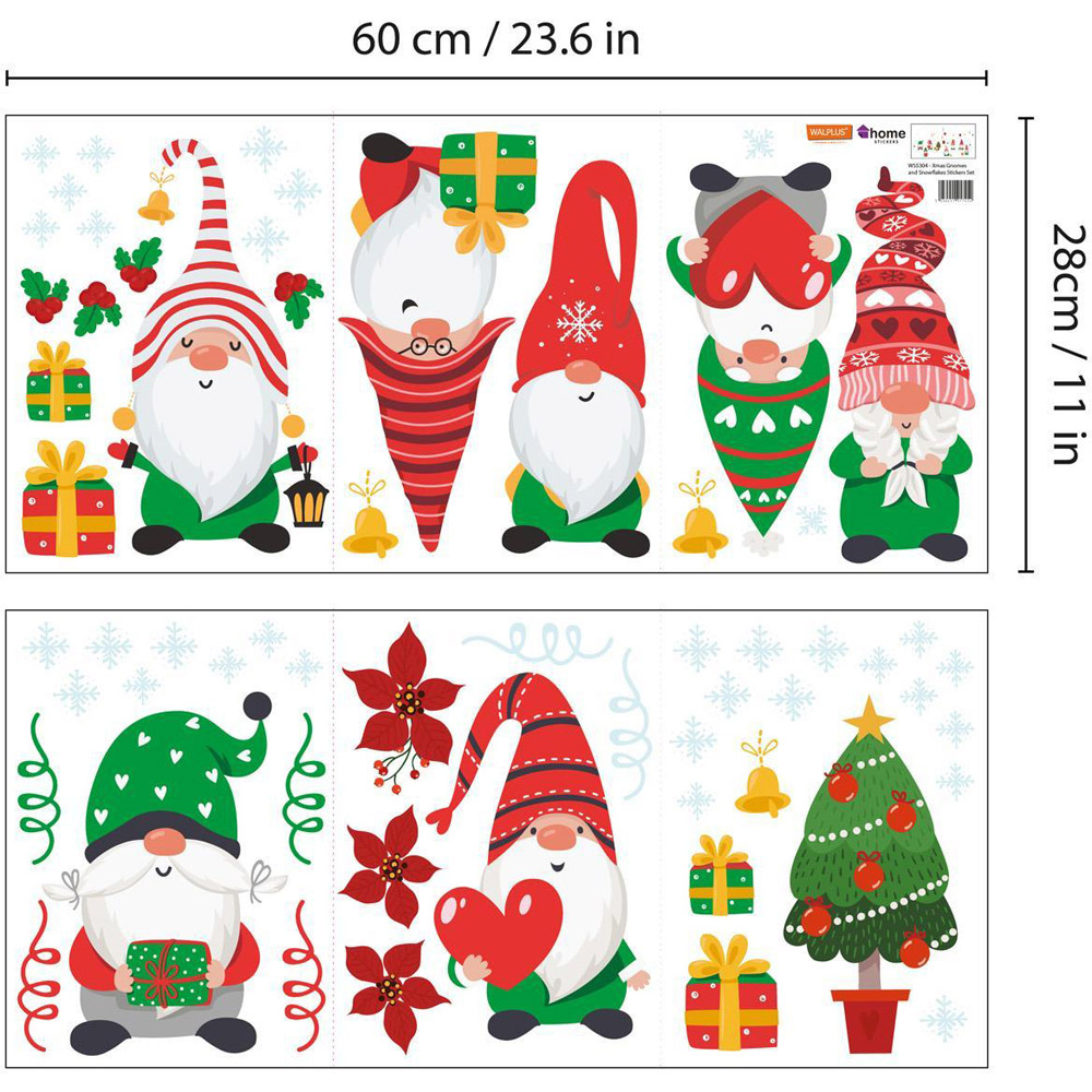 Walplus Christmas Gnomes and Snowflakes Self Adhesive Wall Stickers 63 Piece Image 6