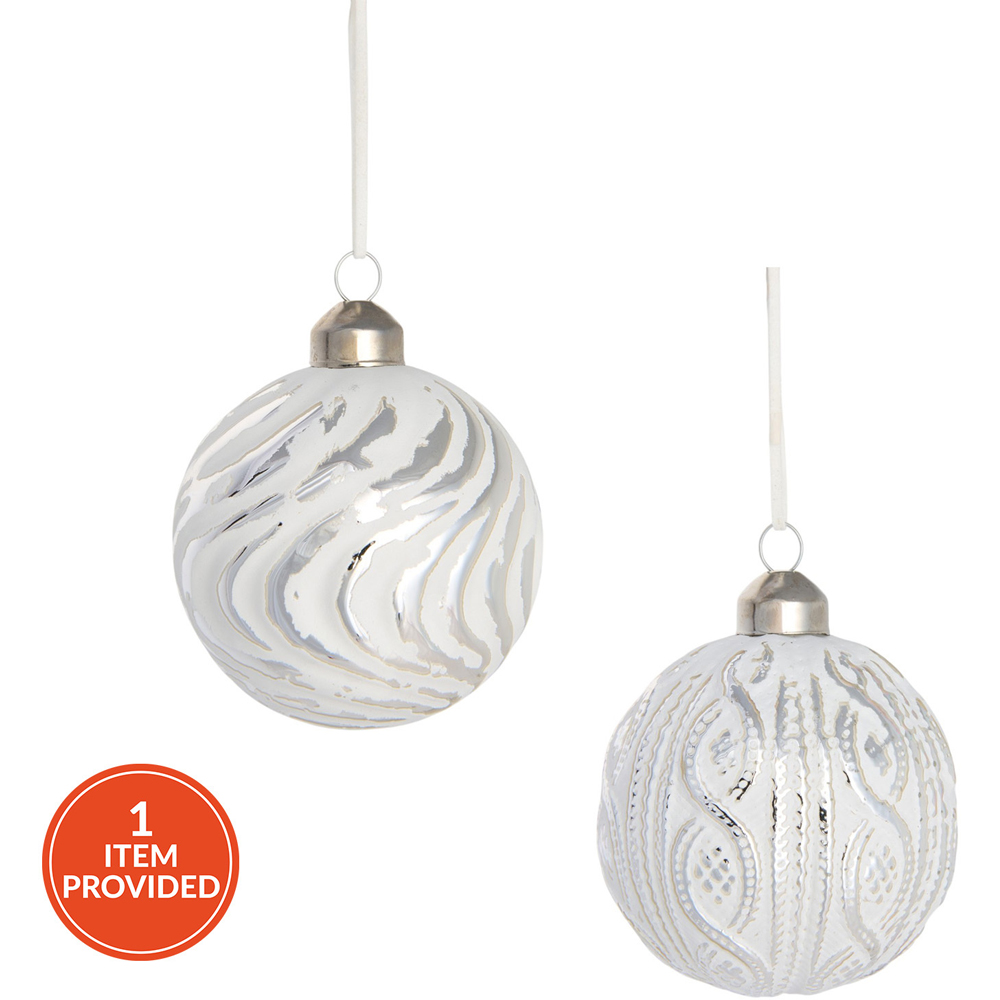 Scandi White and Silver Bauble Image 1