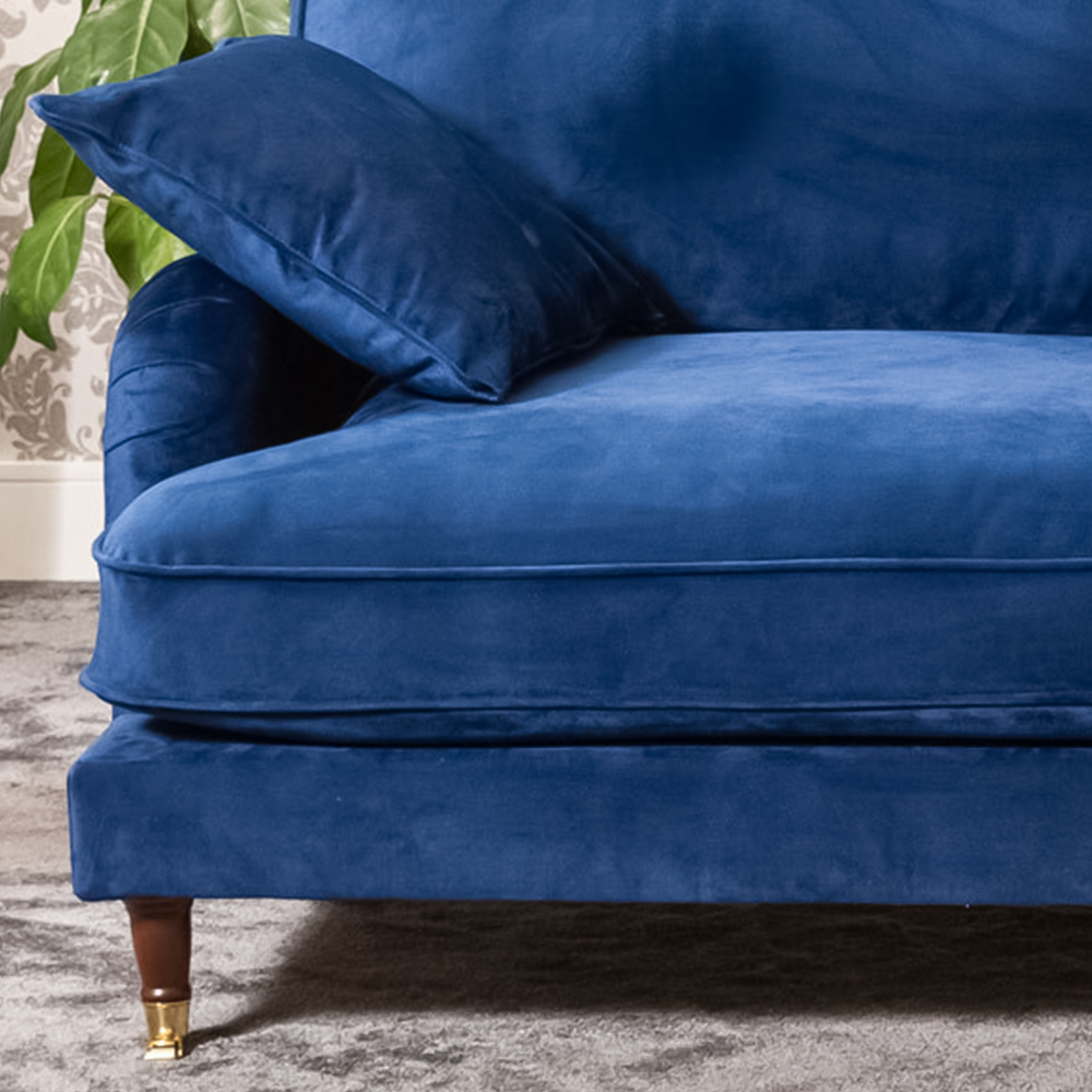 Mackenzie 4 Seater Blue Plush Velvet Sofa Image 3