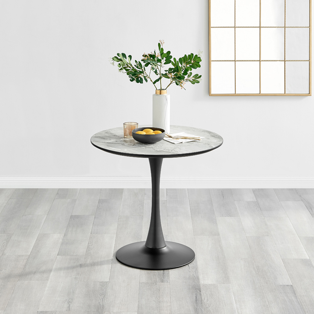 Furniturebox Elissa 2 Seater Round Dining Table White Marble Effect Image 8