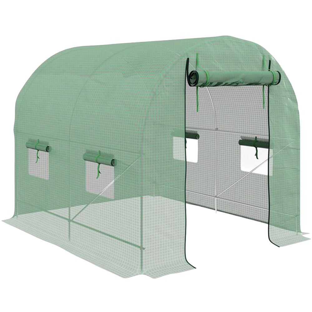Outsunny Green Plastic 6.5 x 8.2ft Walk In Polytunnel Greenhouse Image 1