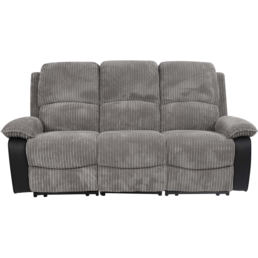 Comfy Living 3 Seater Grey Cord Fabric Electric Recliner Sofa Image 2