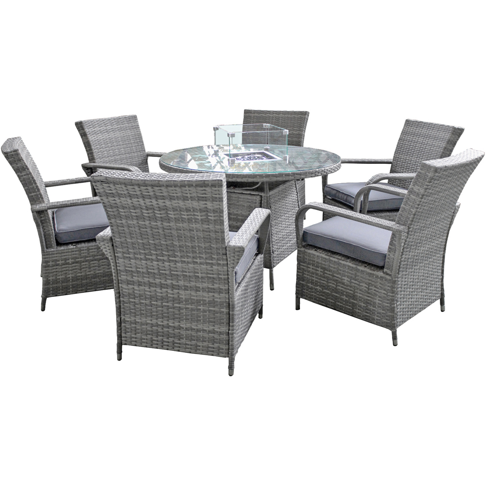 Oseasons Windsor 6 Seater Mixed Grey Rattan Firepit Dining Set Image 2