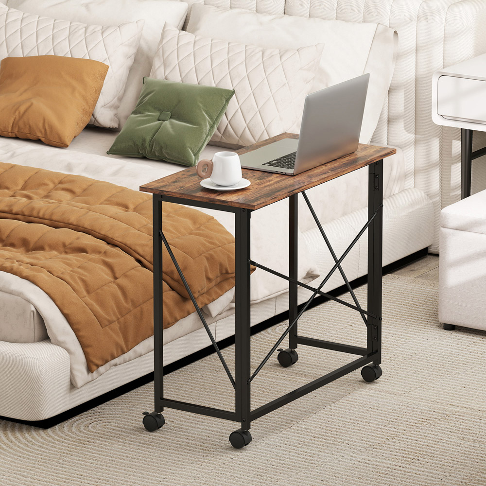 HOMCOM Brown Foldable Desk with Wheels Image 8