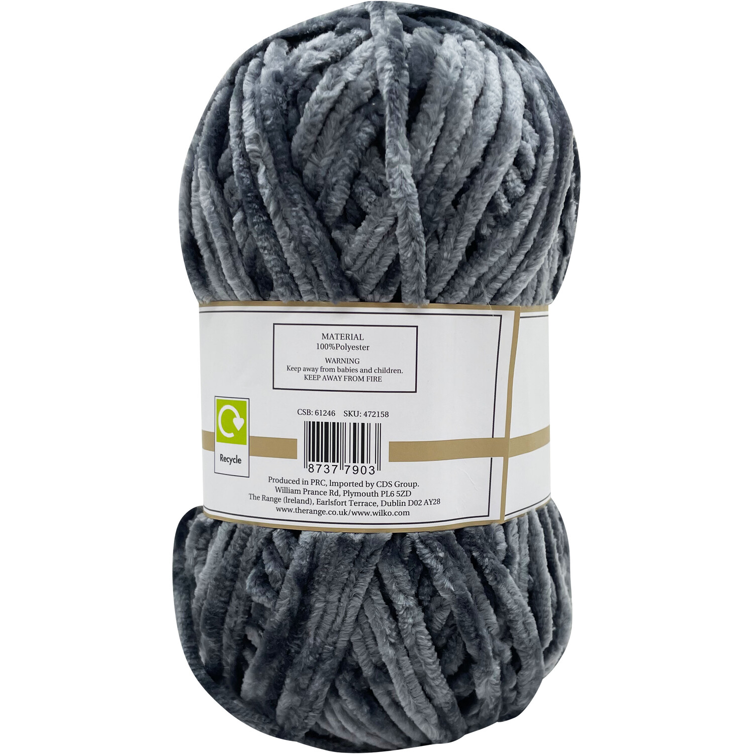 Chenille Yarn Dark Grey Image 2