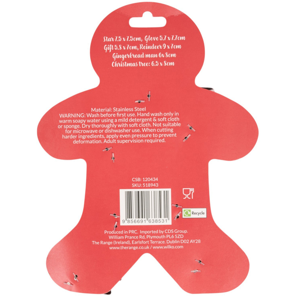 Pack of 6 Stainless Steel Christmas Cutters Silver Image 2