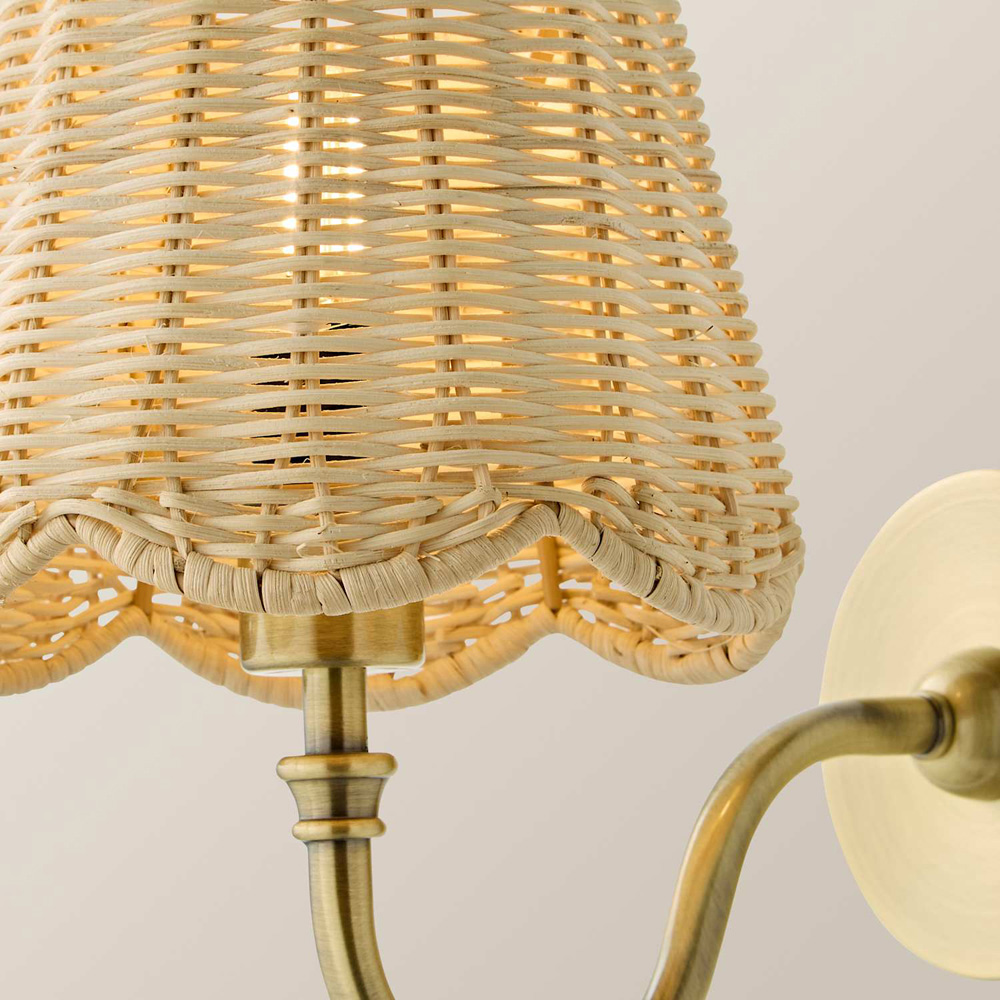 ValueLights Lowe Rattan Taper Shade Gold Portable Rechargeable Wall Light with Bulb Image 4
