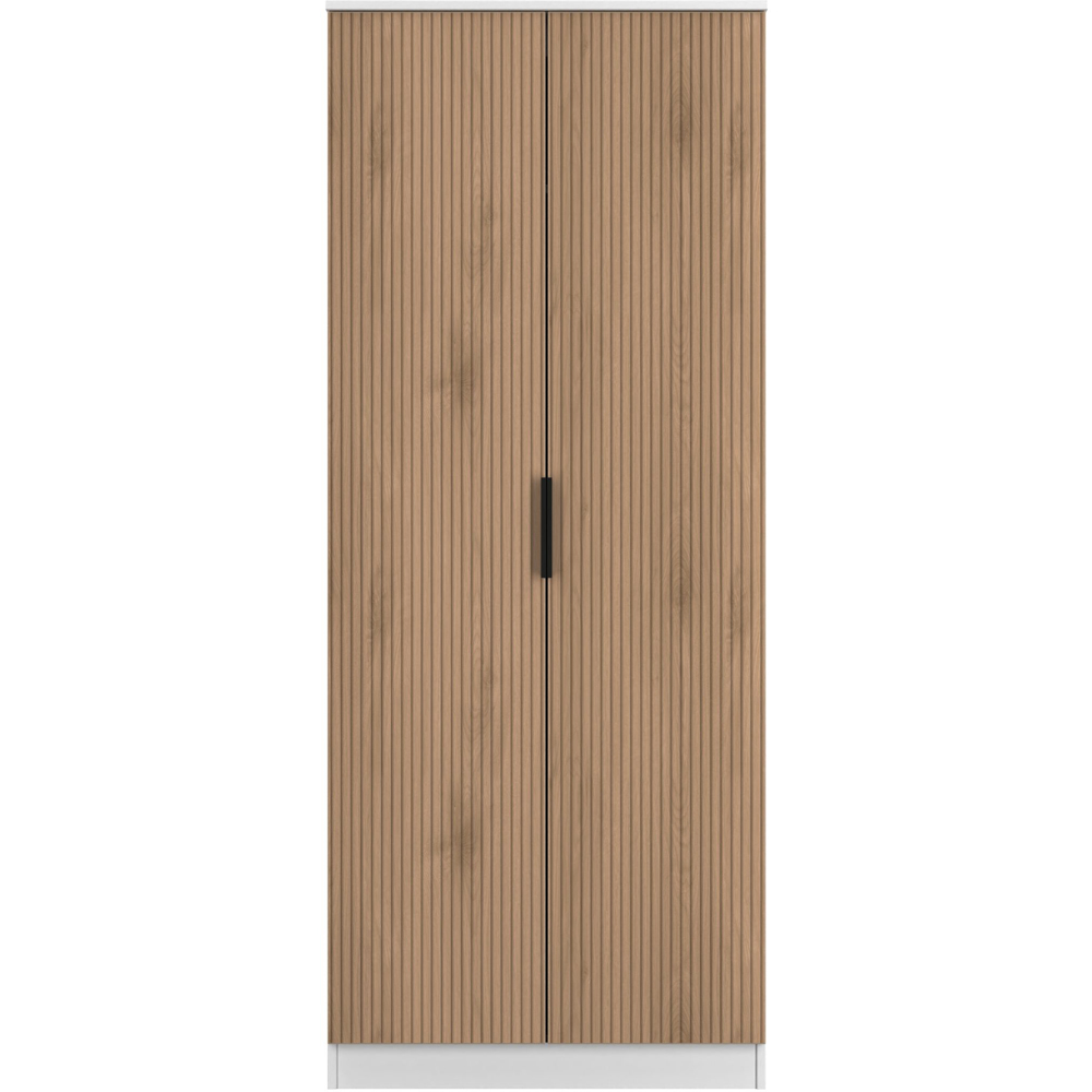 Crowndale Java 2 Door Slatt Effect and White Wardrobe Image 2