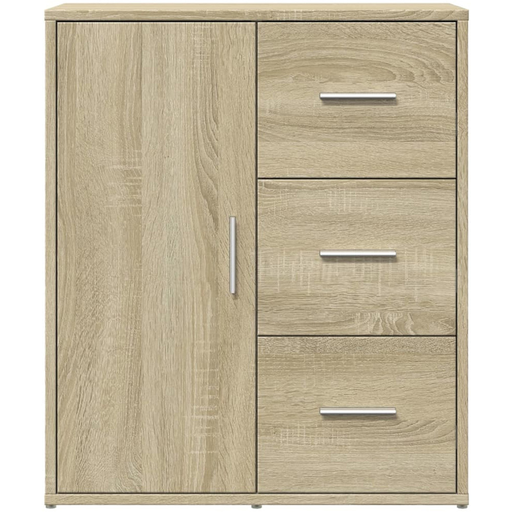 vidaXL Single Door 3 Drawer Sonoma Oak Sideboard Set of 2 Image 4