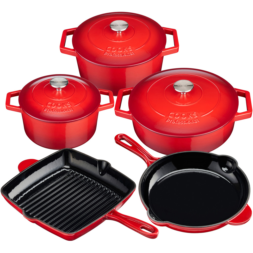 Cooks Professional 5 Piece Cast Iron Complete Cookware Set | Wilko