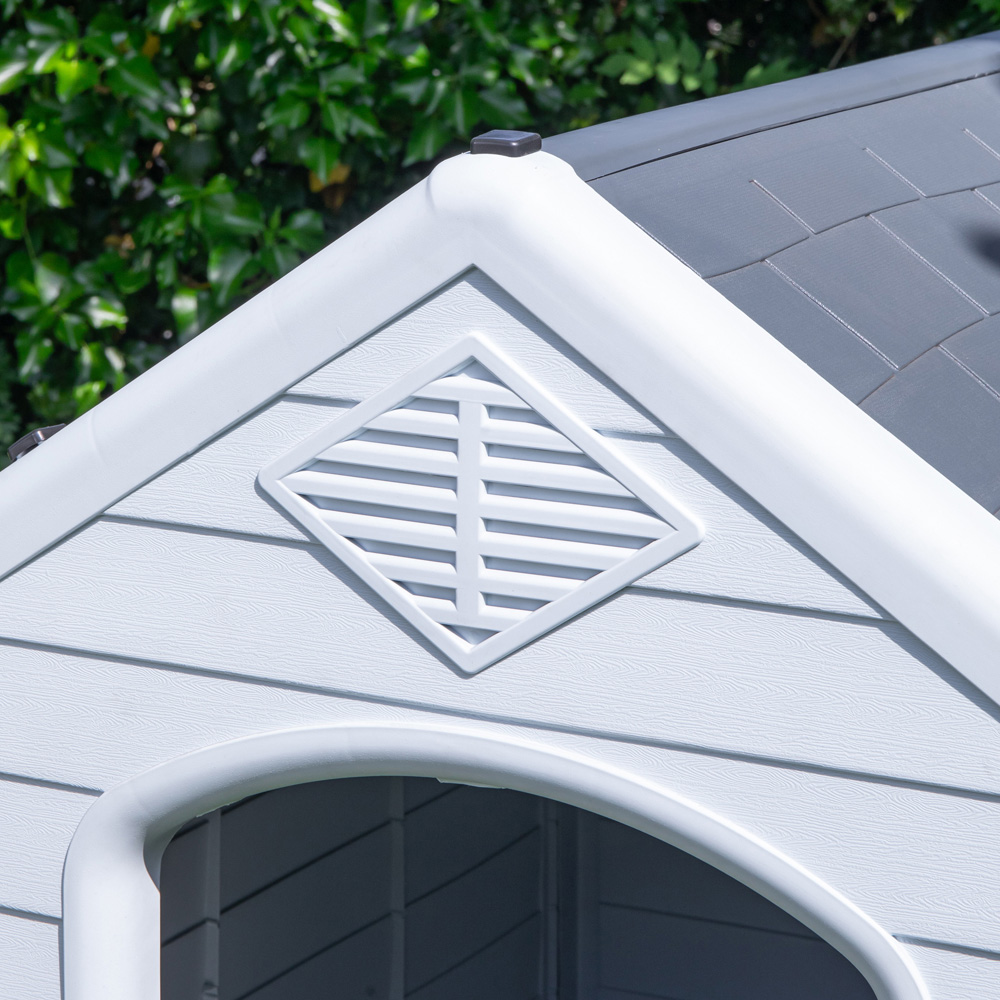 Samuel Alexander Small Grey Outdoor Plastic Dog House with Raised Bed 82 x 76cm Image 6