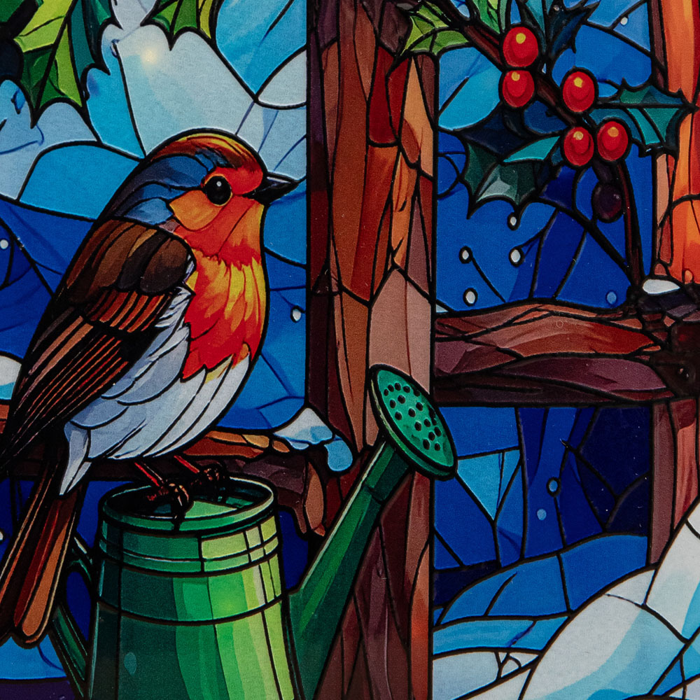 Samuel Alexander LED Light Up Stained Glass Robin Christmas Decoration 21 x 13cm Image 6