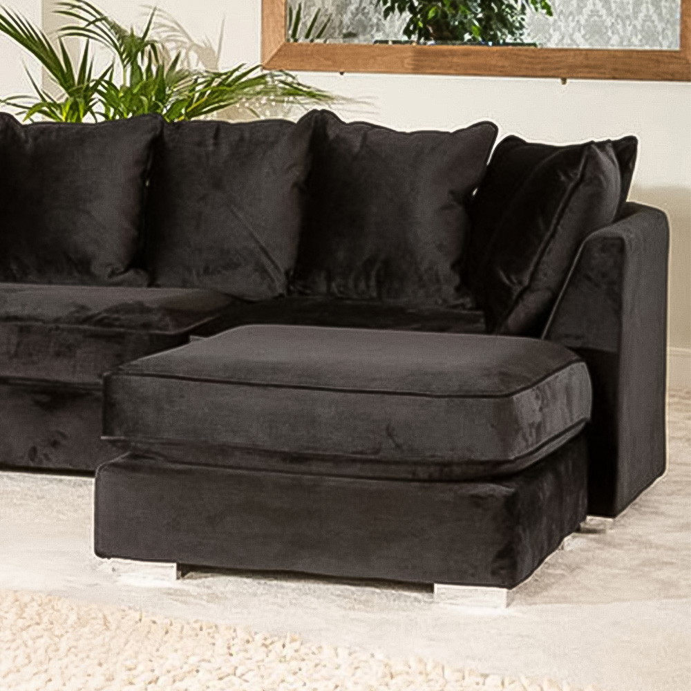 Rowan 6 Seater Black Plush Velvet Corner Sofa Image 3