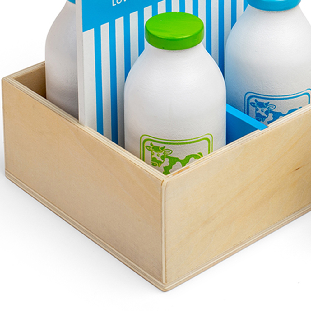 Bigjigs Toys 5 Piece Wooden Milkman Delivery Playset Image 3