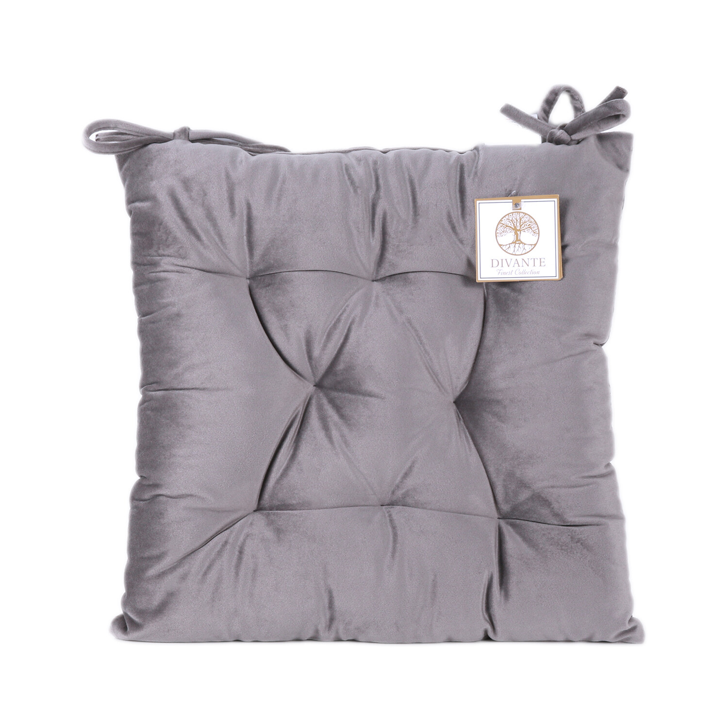 Divante Grey Velvet Seat Pad 40 x 40cm Image
