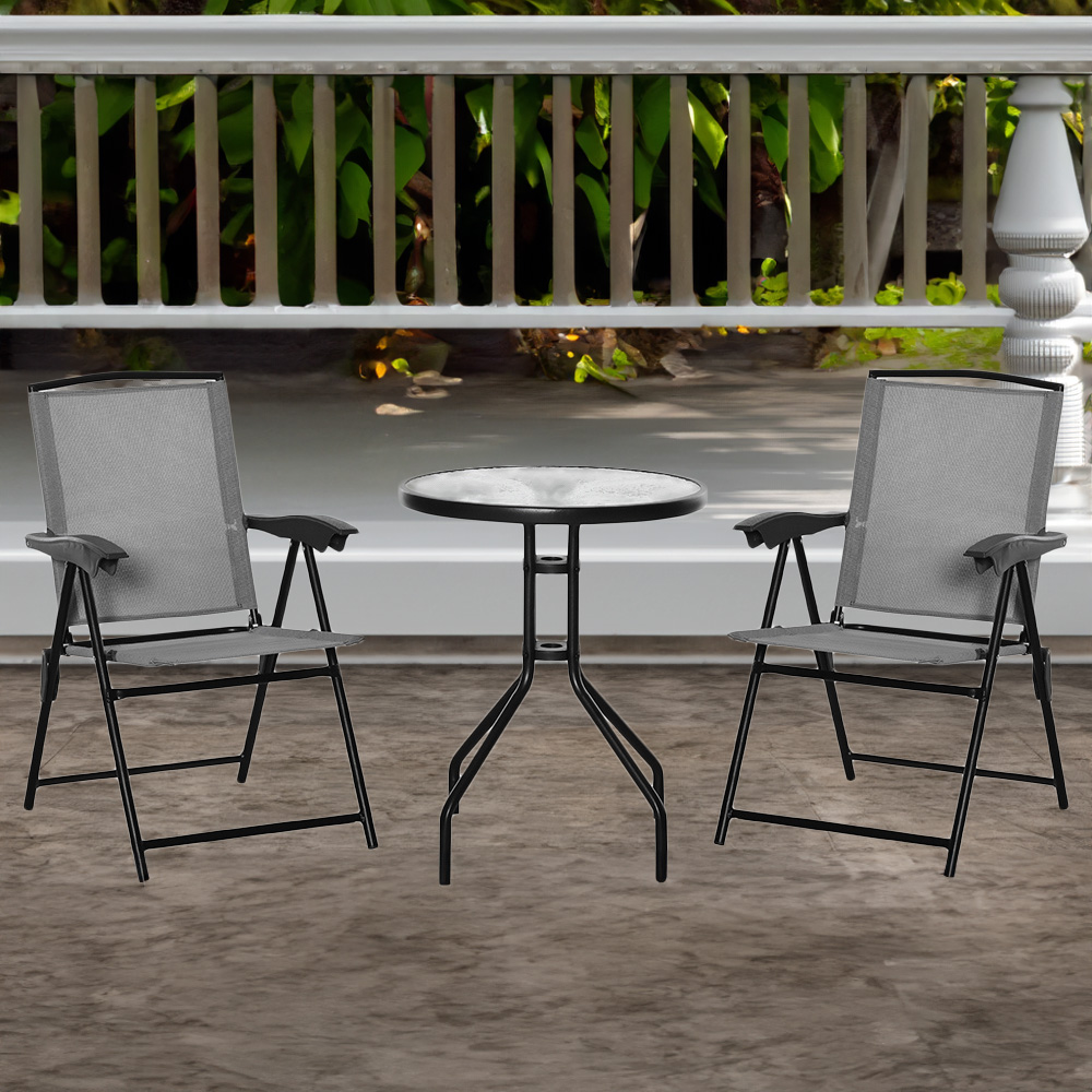 Outsunny 2 Seater Folding Bistro Set Grey Image 1