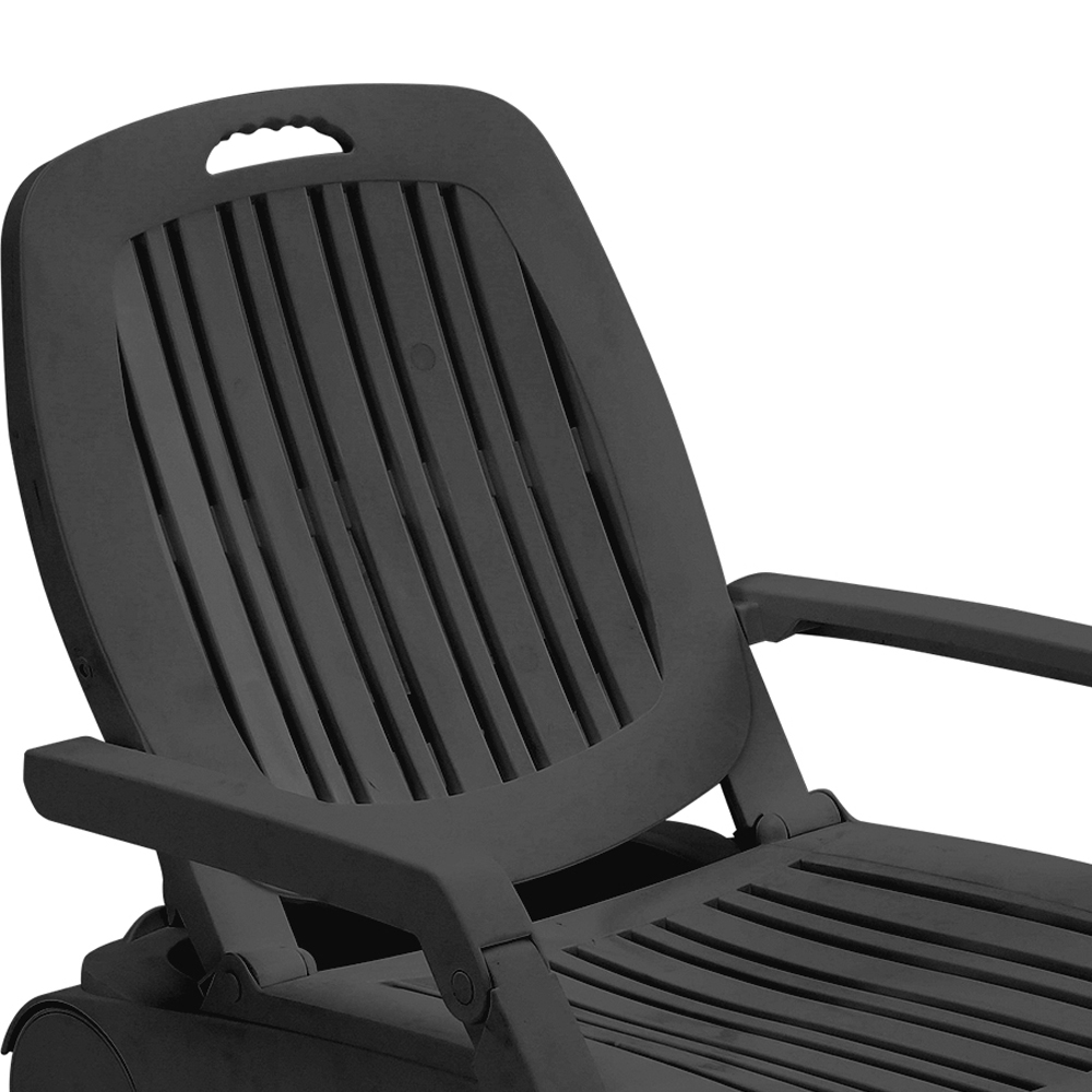 Living and Home Black Adjustable Folding Lounge Chair Recliner with Wheels and Storage Box Image 4