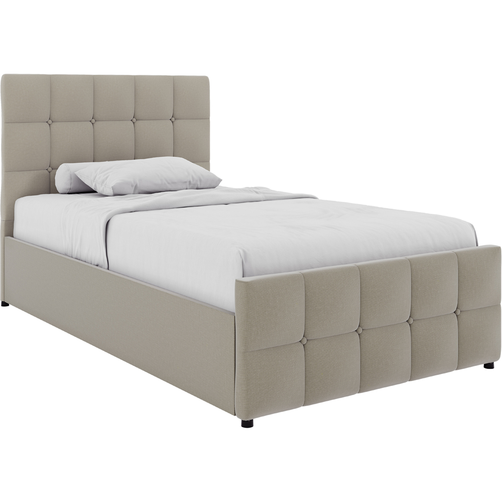 VIDA DESIGNS Valentina Single Beige Linen Ottoman Bed with Padded Headboard Image 2