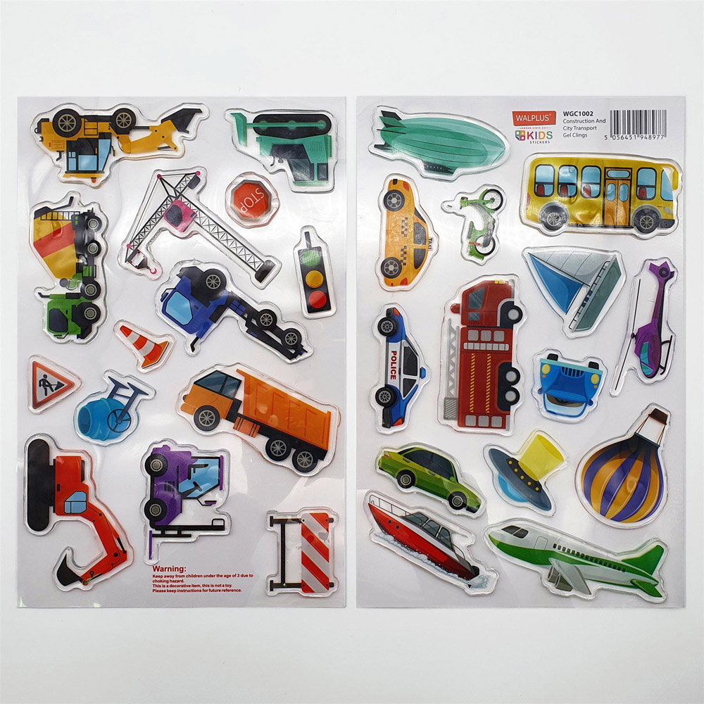 Walplus Construction and City Transport Double Sided Reusable Gel Window Sticker 28 Piece Image 2
