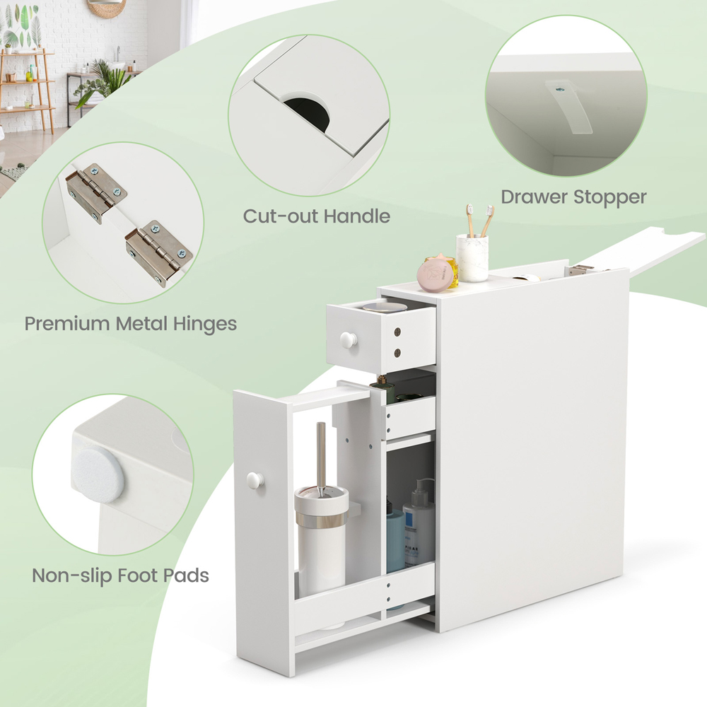 Costway 2 Drawer White Flip Open Top Slim Storage Cabinet Image 7