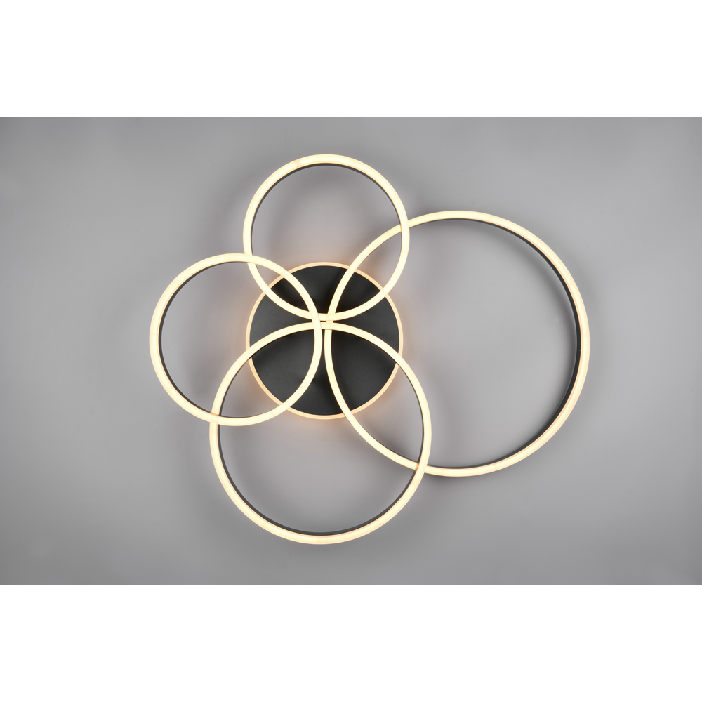 TRIO Drake Black Matt Integrated LED Ceiling Light Image 4