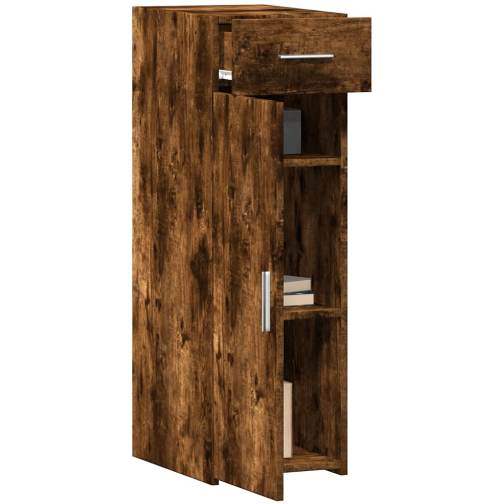 vidaXL Single Door Single Drawer Smoked Oak Sideboard Image 3