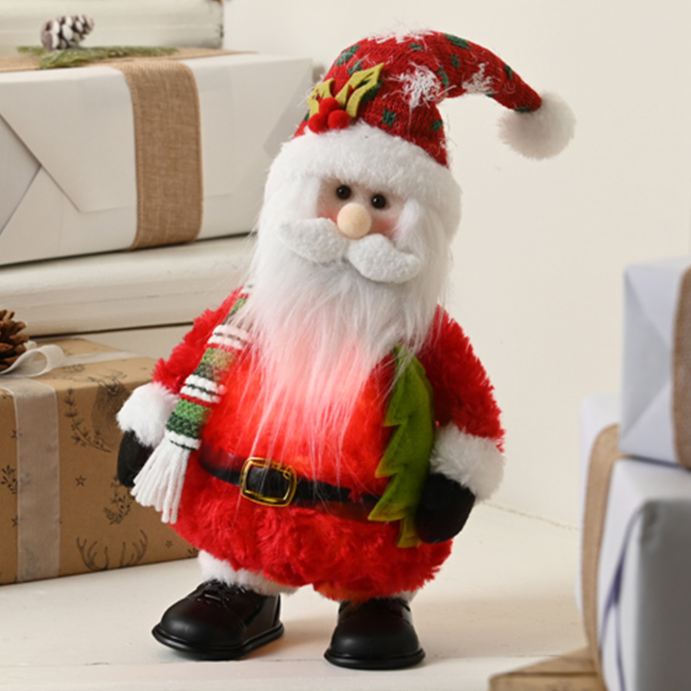 Festive Warm White LED Musical Dancing Santa with Scarf Christmas Decoration 43cm Image 1