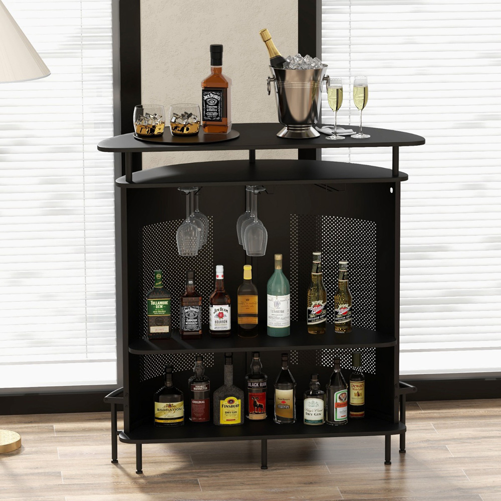 Costway 4 Shelf Black Bar Table Image 4