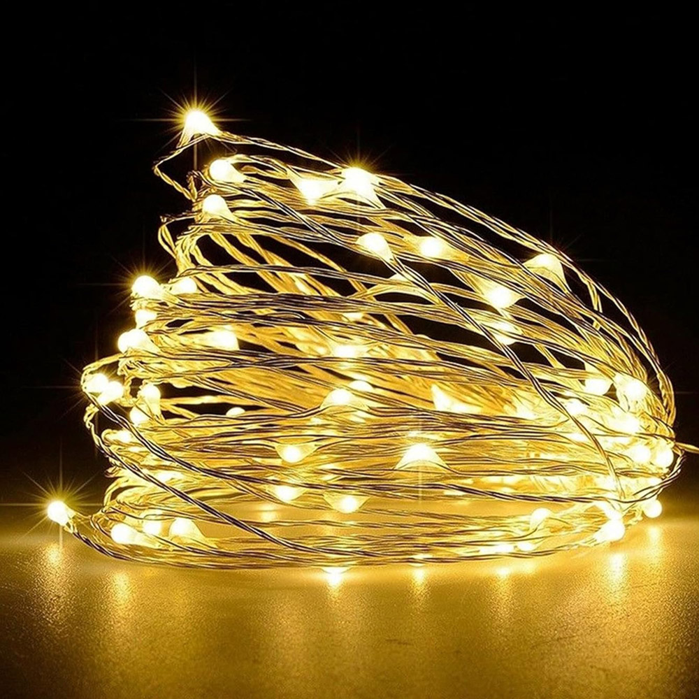 Shatchi 20 Warm White LED Silver Copper Wire Christmas String Light 2m Image 1