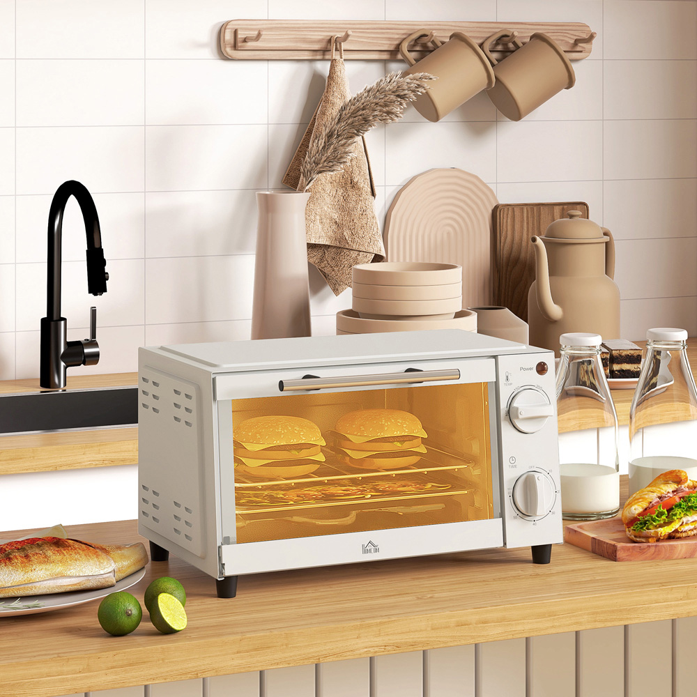 HOMCOM 800-088V70CW Cream 9L Countertop Toaster Oven 750W Image 2