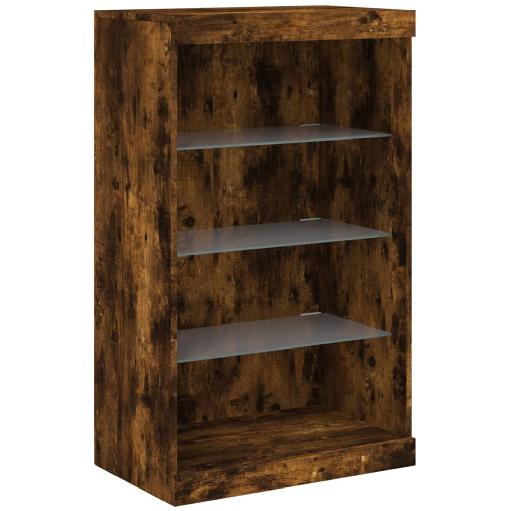 vidaXL 4 Door 8 Shelf Smoked Oak Sideboard with LED Lights Image 3
