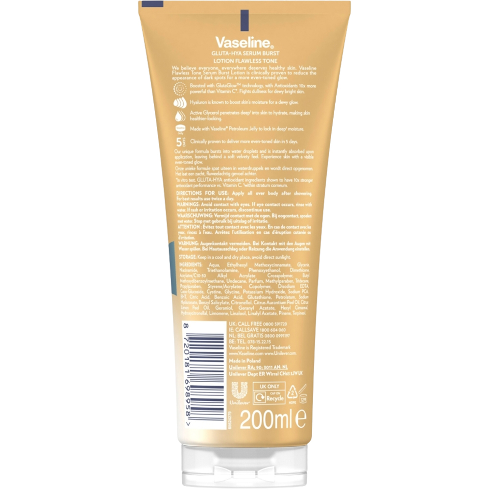 Vaseline Gluta-Hya Flawless Serum Burst Glow Body Lotion 200ml 3 Pack Image 3
