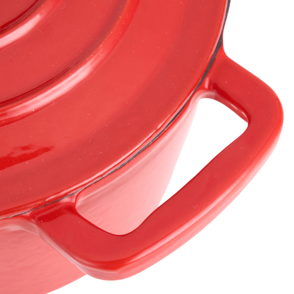 Living and Home 2L Red Cast Iron Enamel Saucepan with Lid Image 4