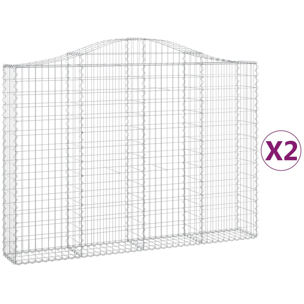 vidaXL Silver Galvanised Iron Gabion Basket 200 x 30 x 140/160cm 2 Pack Image 4